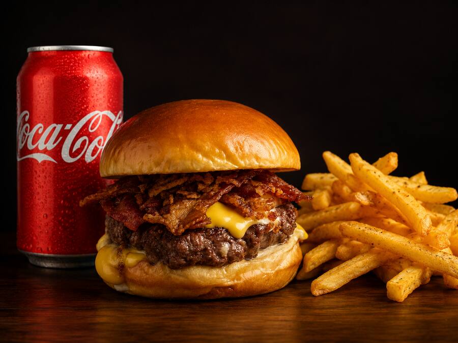 Combo Bacon Fire Artesanal + Batata + Coca-Cola 350ml